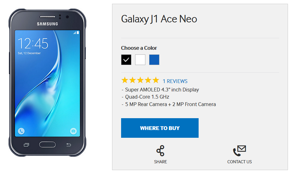 Самсунг представила бюджетный смартфон Galaxy J1 Ace Neo